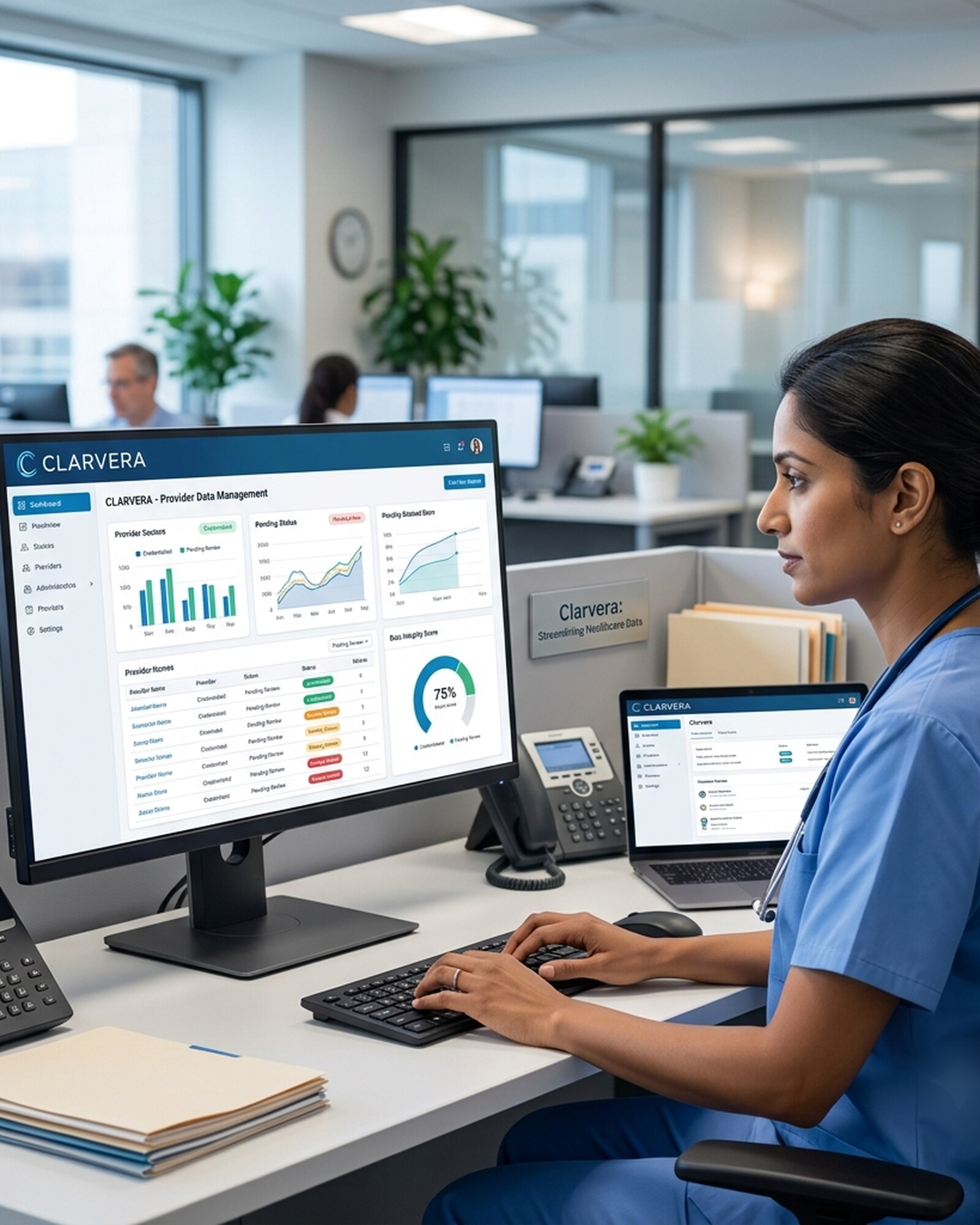 Clinician reviewing provider credentialing data in the Clarvera dashboard